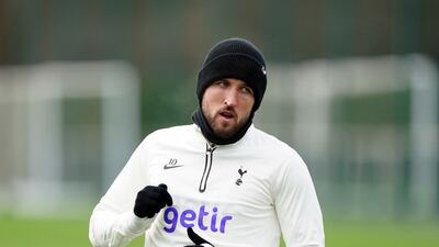 Tottenham Hotspur's Harry Kane during a training session. PA