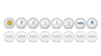 There are eight coins, each with their own design. Photo: UAE Central Bank