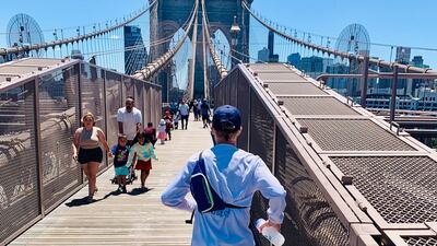 Since reaching New York, he has joined a select club of about 300 people to have run from coast to coast across the US. He ran between 50 and 58km each day, with 19 days of running and just two rest days. Photo: Nick Ashill