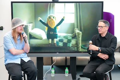 James Gerde spoke to students at Mohamed bin Zayed University of Artificial Intelligence about his work in using motion capture technology to produce AI films. Photo: MBZUAI