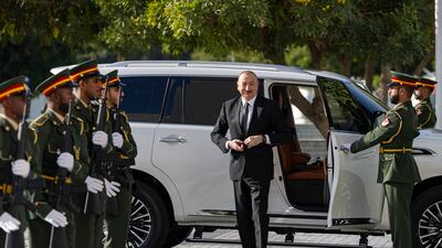 Mr Aliyev arrives at Al Shati Palace