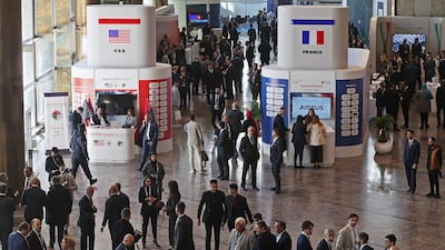 Stands at the Libya Energy and Economic Summit. The North African nation is aiming to attract more international companies to invest in the country. AFP