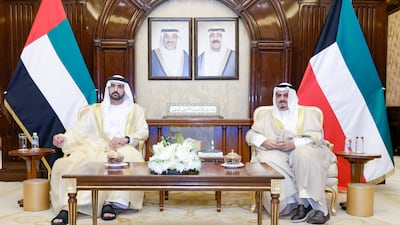 Sheikh Hamdan meets Sheikh Ahmad Abdullah Al Sabah, Prime Minister of Kuwait. Wam