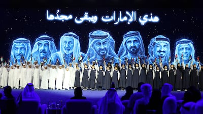 Award ceremony for UAE winner of Arab Reading Challenge, presented by Sheikha Latifa bint Mohammed Al Maktoum, Chairperson of the Dubai Culture and Arts Authority. Dubai Exhibition Centre, Dubai. Chris Whiteoak / The National