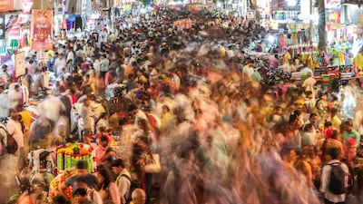 Indian people at a market ahead of Diwali in Mumbai. EPA