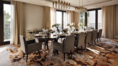A dining room in the Singer Suite.