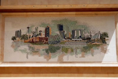 The mosaic of Abu Dhabi buildings that's been installed at the Hamdan Street underpass. John Dennehy / The National