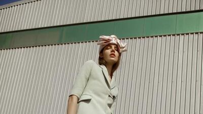 greener pastures: Jacket, Dh13,500; trousers, Dh6,000, both from Christian Dior. Turban, Dh4,150, Gucci. Shoes, Dh2,960, Fendi