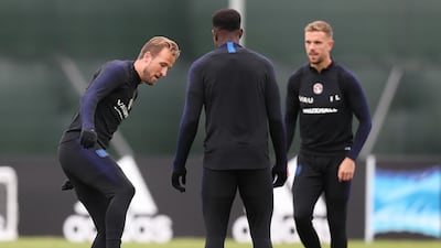 Harry Kane of England contorls the ball during the England training session at the Stadium Spartak Zelenogorsk on July 2, 2018 in Saint Petersburg, Russia. Alex Morton / Getty Images