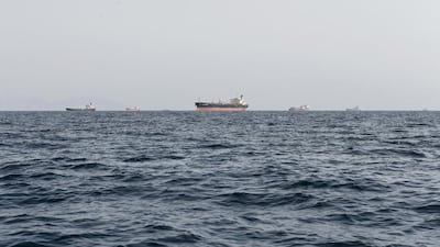Brent crude is steady after hitting a one-year low of US$46.59 on January 13. The commodity closed at $58.73 per barrel on Friday. Above, tanker ships readying to load oil. Reem Mohammed / The National