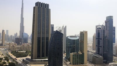 Office rents in Downtown Dubai, above, had double-digit increases over the past year, Knight Frank said. Sarah Dea / The National