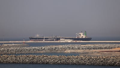 A cargo ship docked at the Port of Fujairah, as the Iran war continues to limit marine traffic in the Strait of Hormuz. Reuters