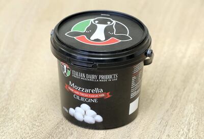 Mozzarella cheese made using UAE milk, by Italian Dairy Products. Chris Whiteoak / The National