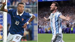 France's Kylian Mbappe, left, and Argentina's Lionel Messi both have six goals at the 2026 World Cup finals. AFP
