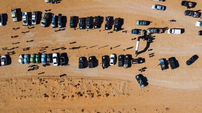 An aerial view of the rally, in the Zintan area south-west of Tripoli.