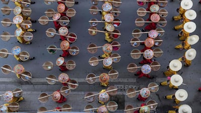 Shan ethnic people participate in a rehearsal ahead of a military parade to celebrate 30 years of a ceasefire signed with the Myanmar military. AFP