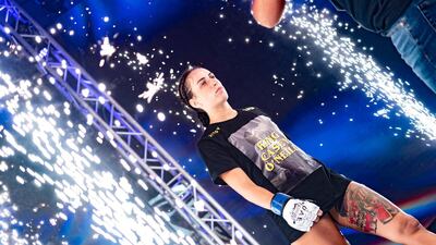 Casey O’Neill arrives for her fight. UAE Warriors 13 at The Rotunda Caesars Palace Bluewaters in Dubai, September 25, 2020. Courtesy UAE Warriors