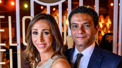 Egyptian actor Asser Yassin and Kenzy Abdallah on the red carpet during the closing ceremony of the El Gouna Film Festival. AFP