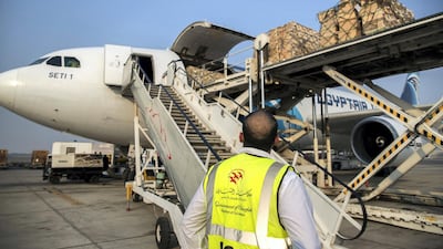 Mohammed Al Najeh, chief executive and president of Al Najeh Honey, takes delivery of 60 million bees at Sharjah International Airport. Chris Whiteoak / The National