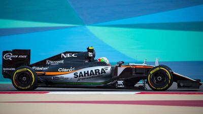 Force India driver Sergio Perez shown during the first practice session on Friday at the Bahrain Grand Prix. Andrej Isakovic / AFP / April 1, 2016
