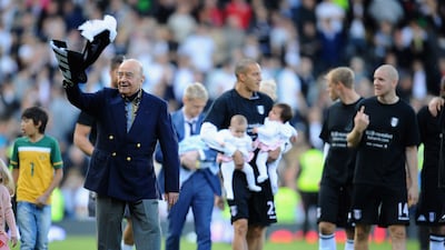 Mr Al-Fayed salutes the Fulham crowd at Craven Cottage in 2011. Getty Images