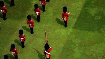The Queen's Colour is marched past soldiers during a ceremony marking official birthday of Britain's Queen Elizabeth II. Reuters