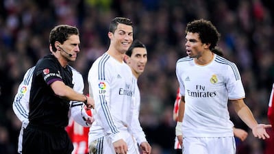 Cristiano Ronaldo's reaction to a red card on Sunday earned him a three-league-match ban on Wednesday. David Ramos / Getty Images