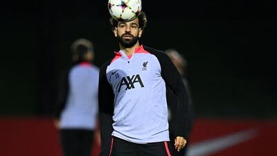 Liverpool's Mohamed Salah trains. AFP