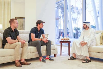 In 2022, Sheikh Hamdan bin Mohammed, Crown Prince of Dubai, received Whoop founder and chief executive Will Ahmed, centre. @HamdanMohammed / X