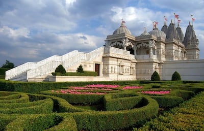 The largest Hindu temple outside India, Shri Swaminarayan Temple in Neasden, London.