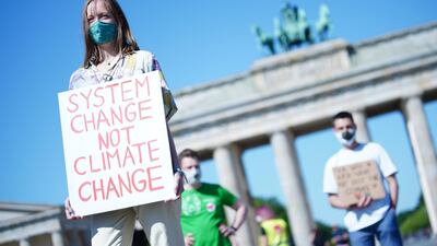 Climate change protesters in Berlin. EPA