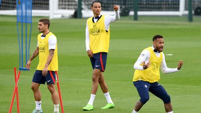 Neymar trains at PSG's training ground in Saint-Germain-en-Laye. AFP