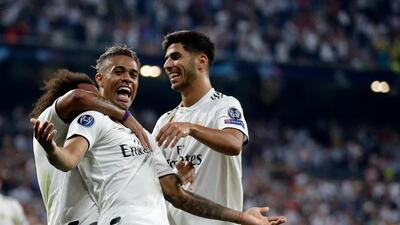 Mariano celebrates his goal for Real Madrid. AP Photo