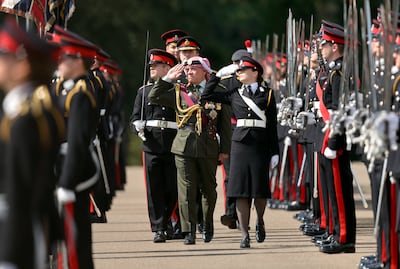 King Abdullah II of Jordan inspects the Officer Cadets during the Sovereign's Parade at the Royal Military Academy Sandhurst in 2017. Getty Images