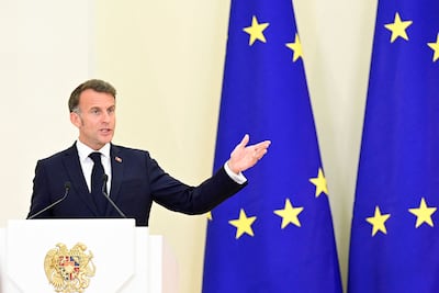 Emmanuel Macron said France was not the target of a suspected Iranian attack on the CMA CGM ship. AFP