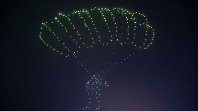 One of the two drone shows charts Dubai's development over the decades. Antonie Robertson / The National