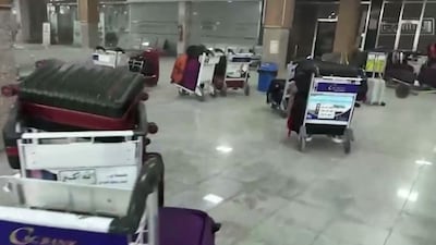 Abandoned luggage at Sanaa airport after Israeli air strikes caused panic among travellers