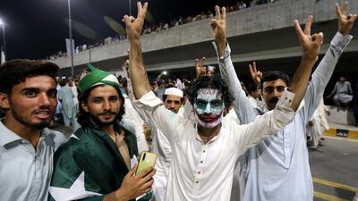 Pakistanis celebrate the 74th anniversary of independence from British colonial rule in Peshawar on Friday. EPA