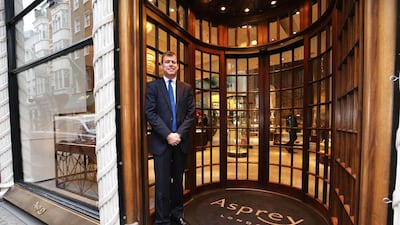 Paddy Byng, the managing director of Asprey, at their store in London, says luxury is very much about exclusivity. Stephen Lock for The National