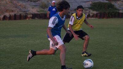Bashar, left, is cited by manager Abu Hassi as one of the club’s greatest hope for the future. Heidi Levine for The National