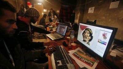 Technology companies are increasingly seeking to sell sophisticated internet filtering systems. Above, Libyan protesters in Benghazi. Suhaib Salem / Reuters