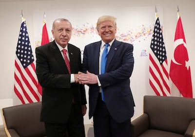 Recep Tayyip Erdogan and President Donald Trump met on the sidelines of the G-20 summit in Osaka on Saturday. AP