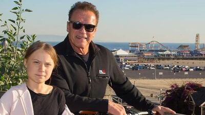 Actor Arnold Schwarzenegger with activist Greta Thunberg. Instagram