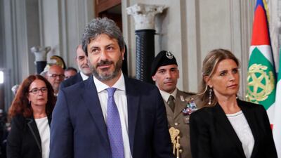Speaker of the lower house Roberto Fico leaves after consultations with Italian President Sergio Mattarella at the Presidential Palace in Rome, Italy, August 27, 2019. Reuters