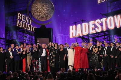 The cast and crew of 'Hadestown' accept the award for Best Musical. Reuters.
