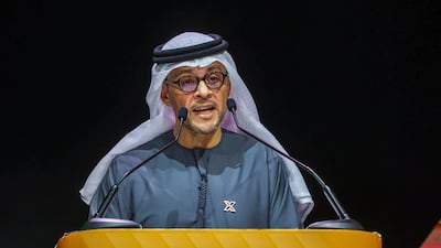 Mohamed Ali Al Shorafa, chairman of the Department of Municipalities and Transport, addresses delegates at LIVEX 2026. Victor Besa / The National