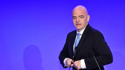 Fifa president Gianni Infantino addresses the elective assembly of the Italian Football Federation (FIGC) on October 22. AFP