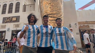 Leandro Pighi, Lucas Ledezma and Matias Vilaruel cycled through 15 countries over six months, arriving in Qatar the day before the tournament kicked off. Ali Al Shouk/ The National