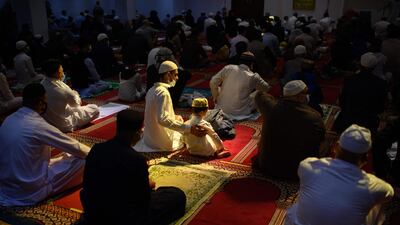 Worshippers gather for Eid Al Fitr prayers at Bradford Central Mosque in Bradford, England. AFP