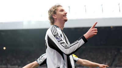 Nick Woltemade of Newcastle United celebrates scoring his first goal of the game. Getty Images